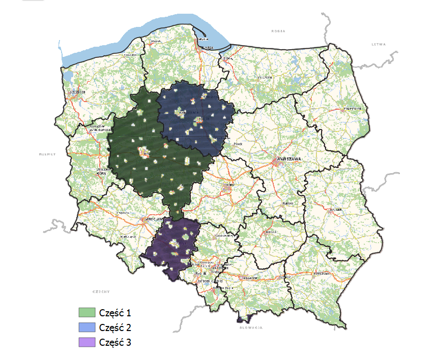 Ilustracja przedstawia zakres planowanej do opracowania ortofotomapy i danych wysokościowych