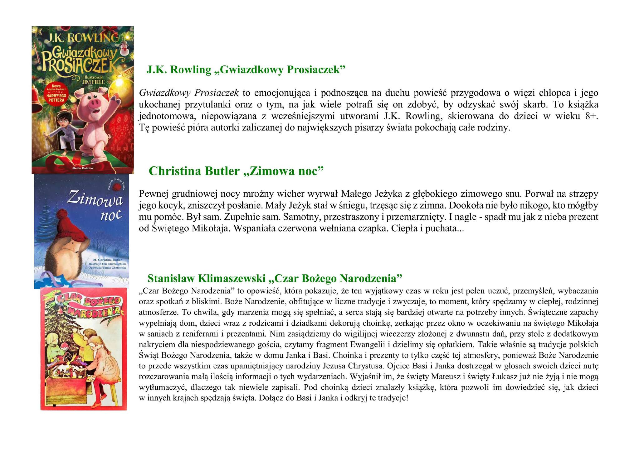 Szkolna biblioteka poleca na Święta