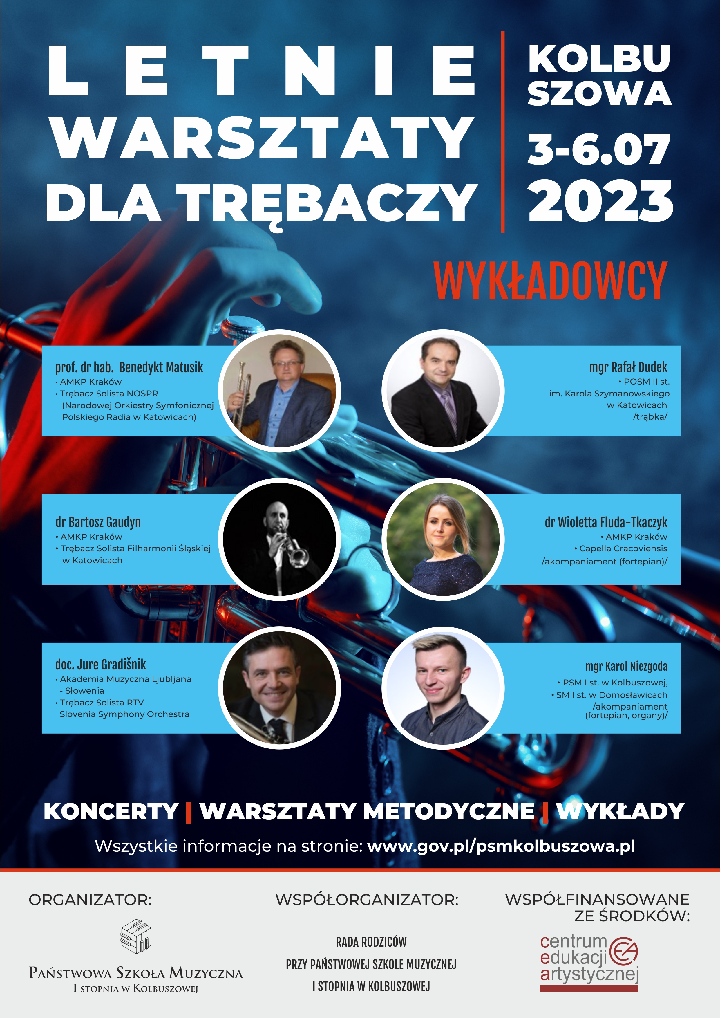 Plakat na Letnie Warsztaty dla Trębaczy