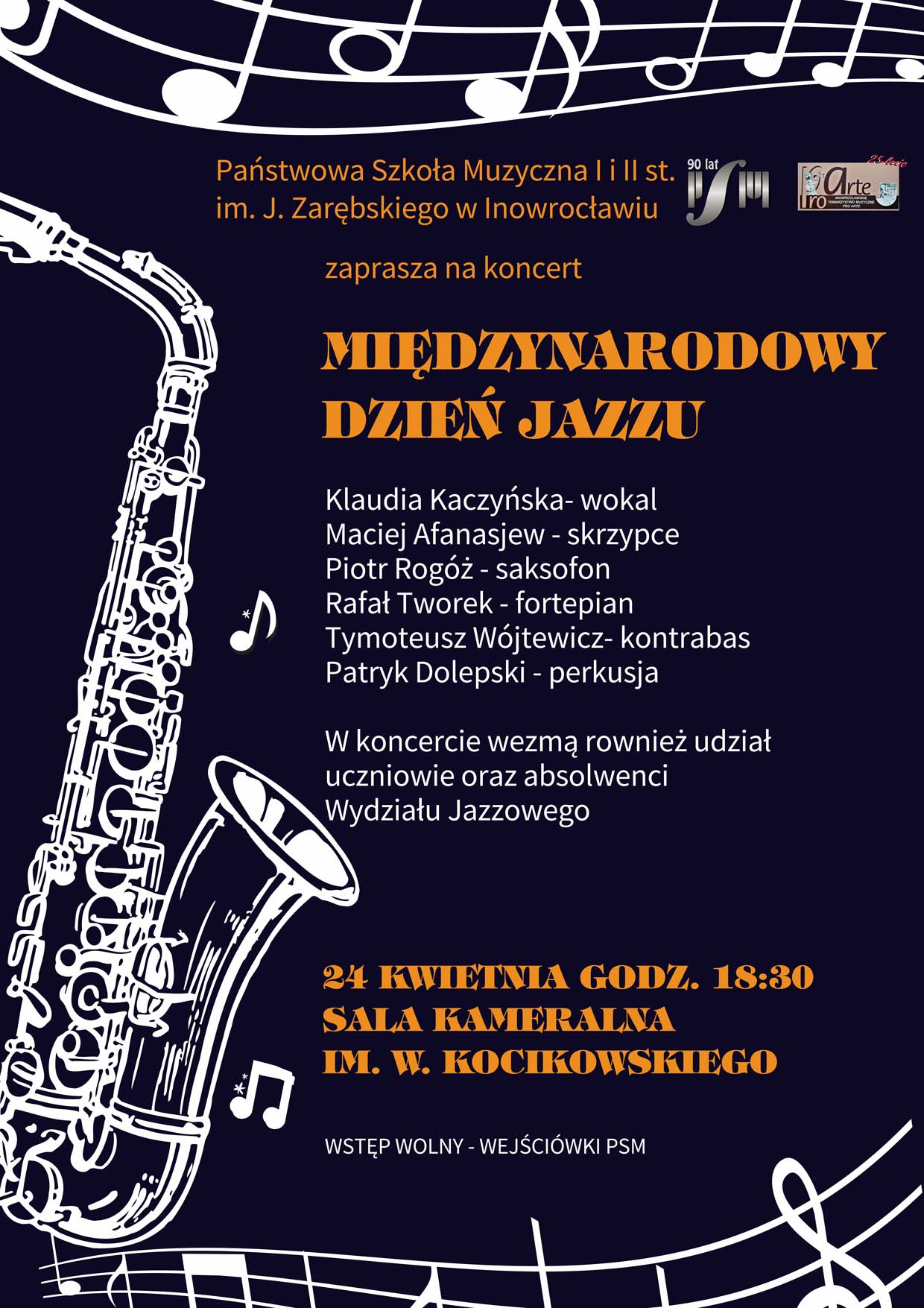 Plakat promujący wydarzenie Międzynarodowy dzień jazzu