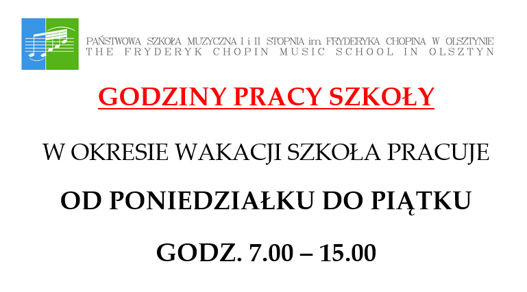 Godziny pracy szkoły w wakacje 2026
