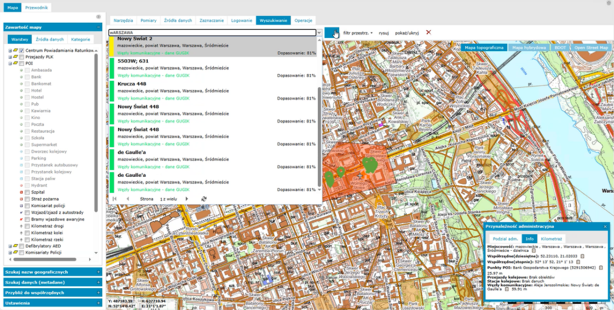 Zrzut ekranu z Portalu dedykowanego danej Służbie korzystającej z Systemu UMM