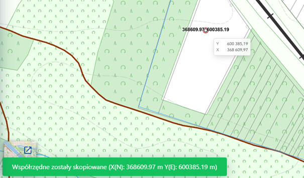 Rysunek przedstawia efekt wykonanego pomiaru współrzędnych