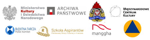 Logotypy graficzne organizatorów Międzynarodowej Konferencji Naukowej „Ochrona dziedzictwa kultury na wypadek szczególnych zagrożeń - zagrożenia klimatyczne, środowiskowe, pandemicznie i pożarowe. Dobre praktyki” 