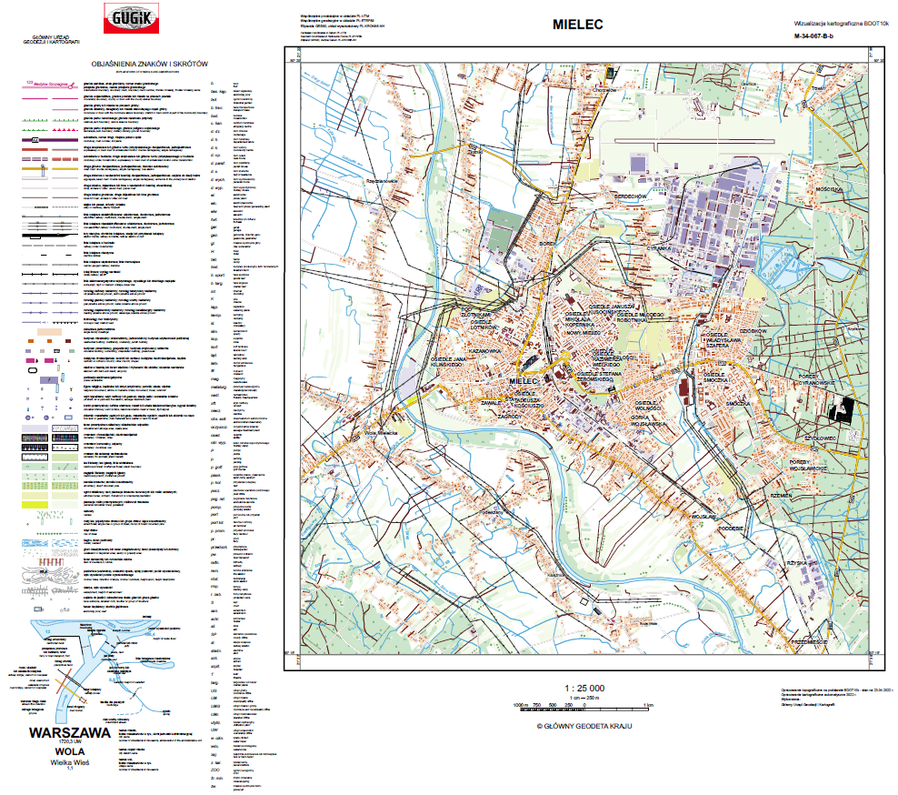 Ilustracja przedstawia przykładową wizualizację kartograficzną BDOT10k w skali 1:25000 dla miasta Czarna Białostocka.
