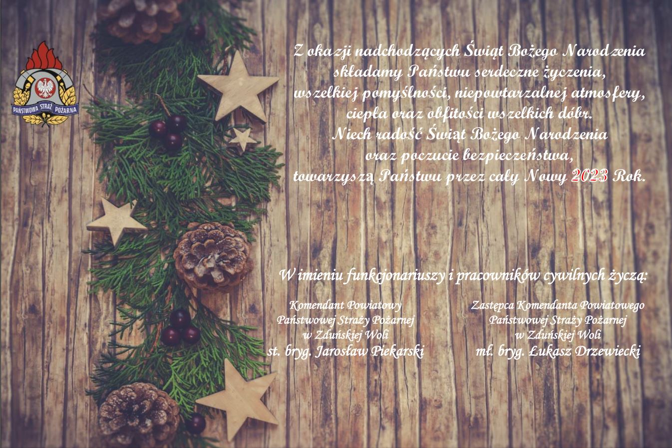 Życzenia Komendanta Powiatowego PSP w Zduńskiej Woli