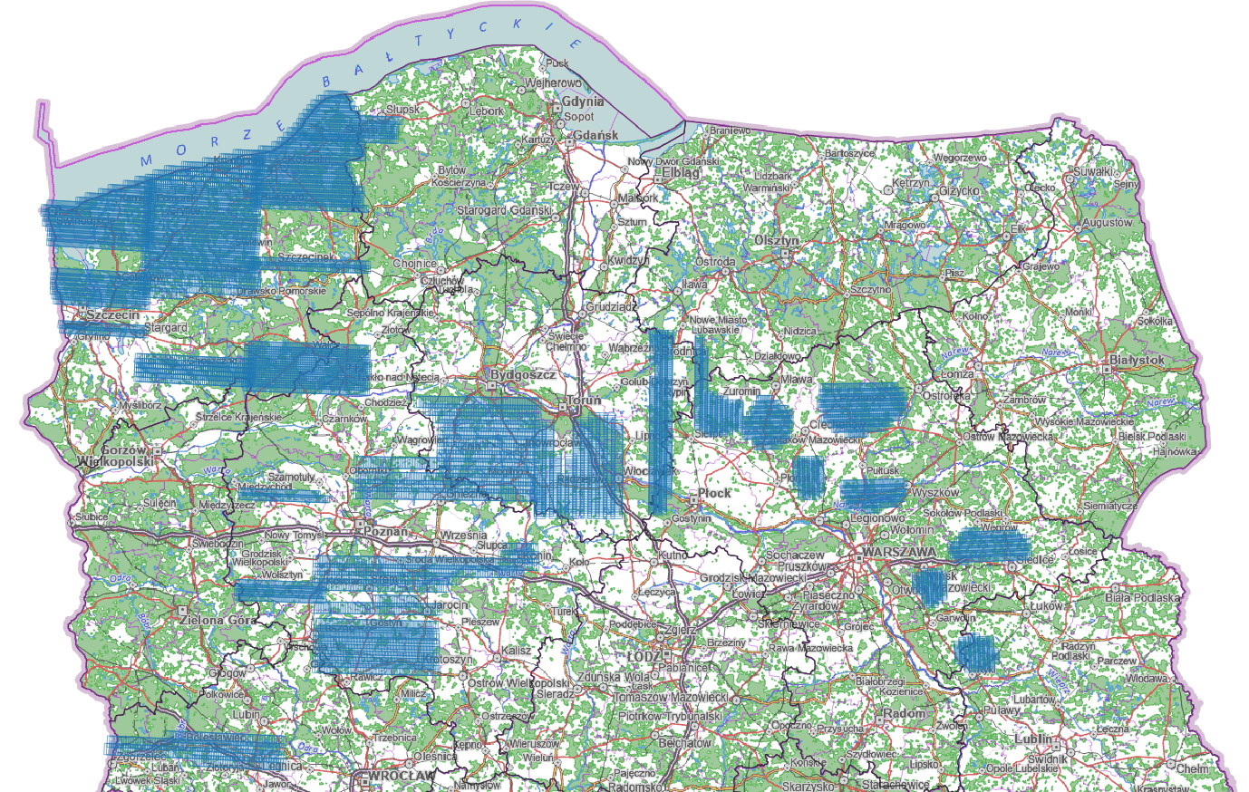 Ilustracja przedstawia zrzut ekranu z zasięgiem nowo przyjętych danych