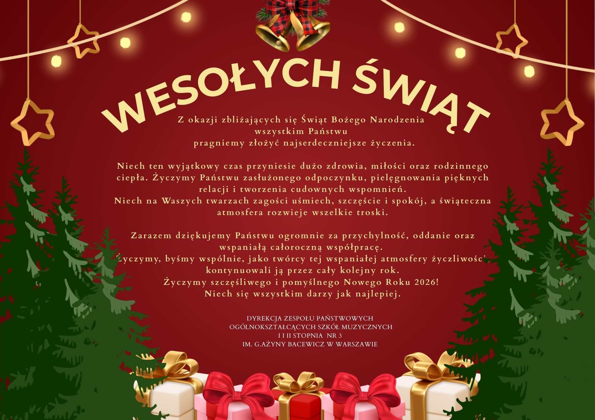 Życzenia Dyrekcji z okazji Świąt Bożego Narodzenia 2025