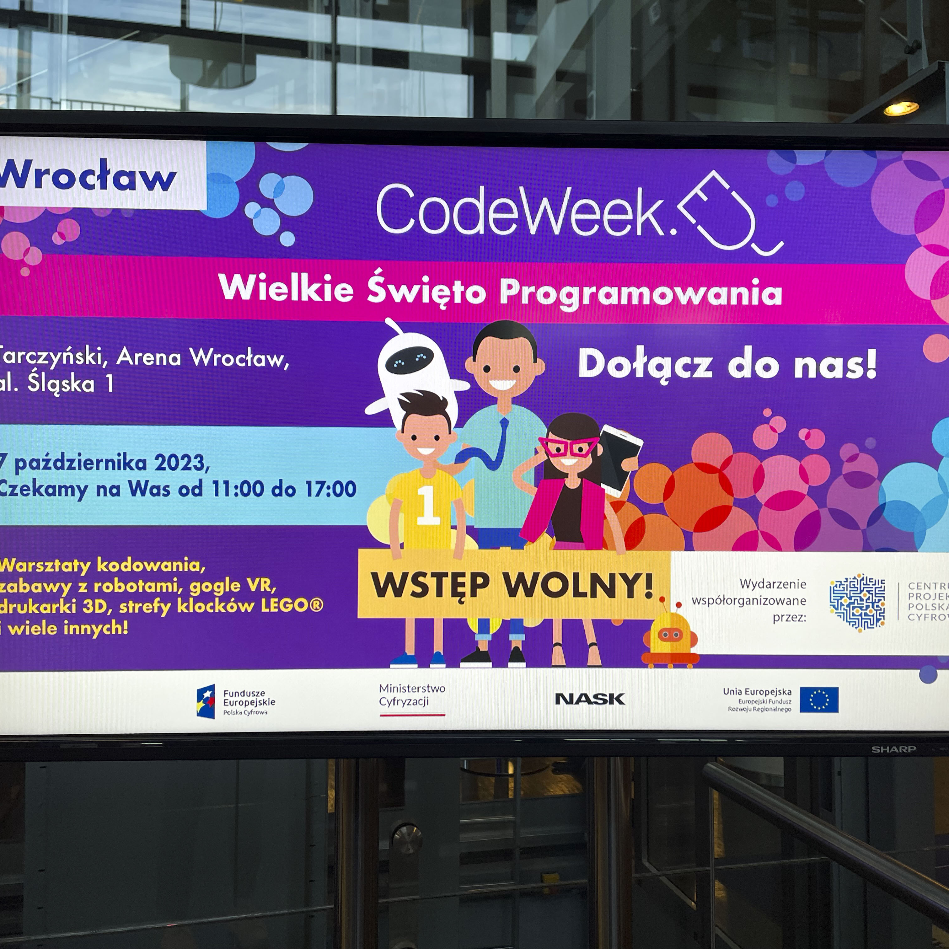 Ekran informacyjny, Codeweek wielkie święto programowania