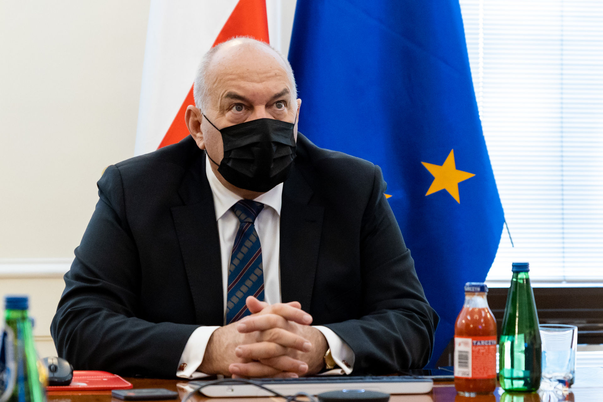 Minister finansów Tadeusz Kościński podczas obrad ECOFIN.