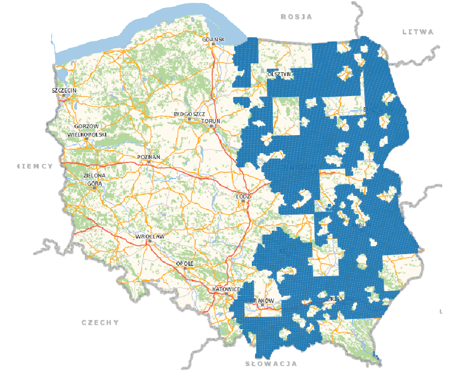 Ilustracja przedstawia zrzut ekranu z zasięgiem nowo przyjętych danych.