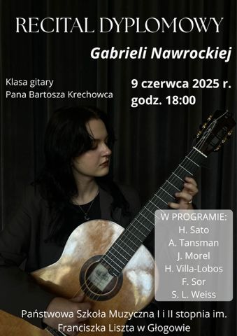 plakat recitalu dyplomowego Gabrieli Nawrockiej