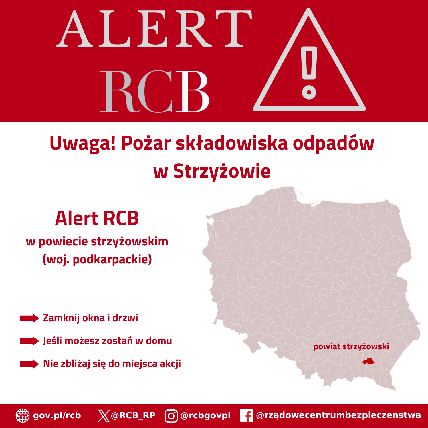 Pożar składowiska w Strzyżowie - Alert RCB