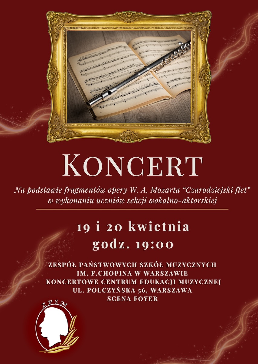 Afisz - 19 i 20.04.2026 - koncert "Czarodziejski Flet"