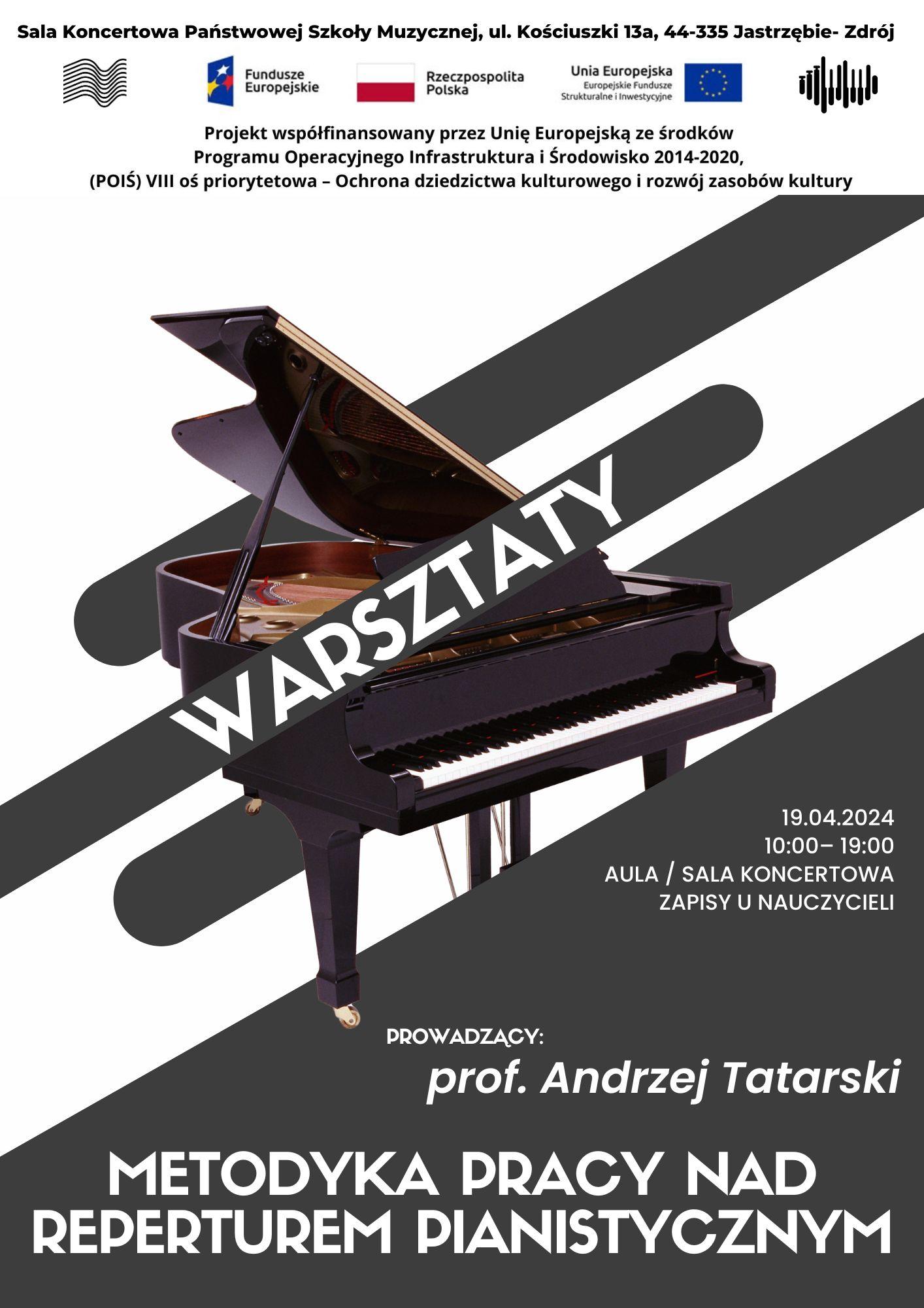 Plakat na Warsztaty fortepianowe.