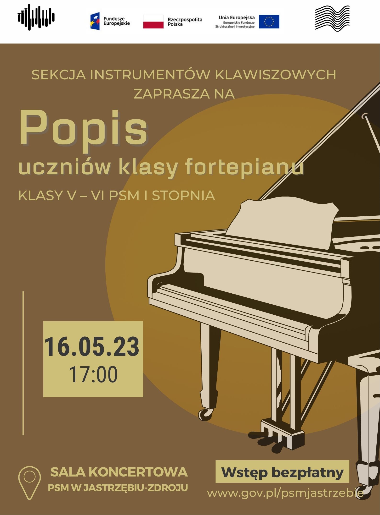Plakat na popis uczniów klasy fortepianu