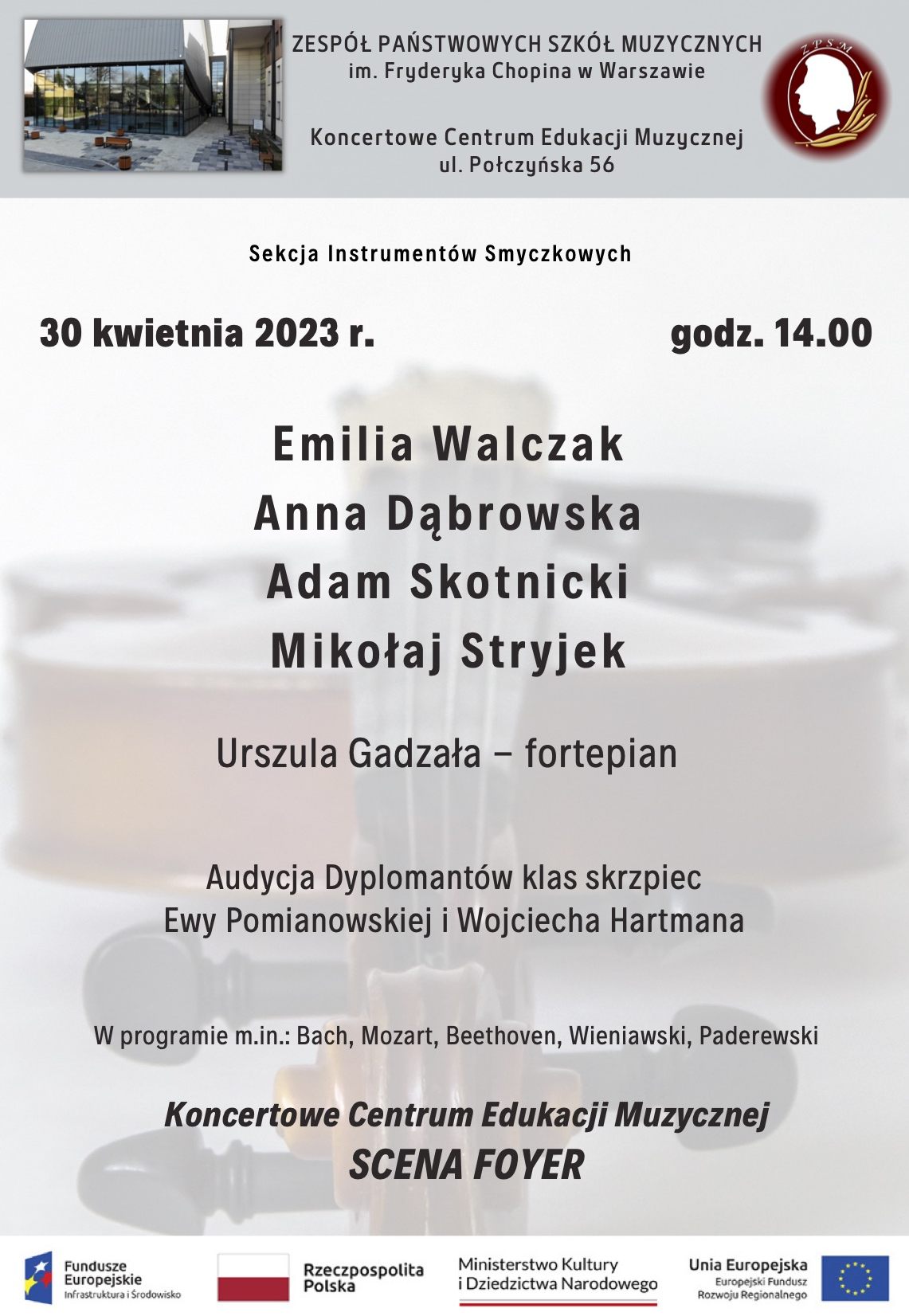 Afisz audycji Sekcji Instrumentów Smyczkowych