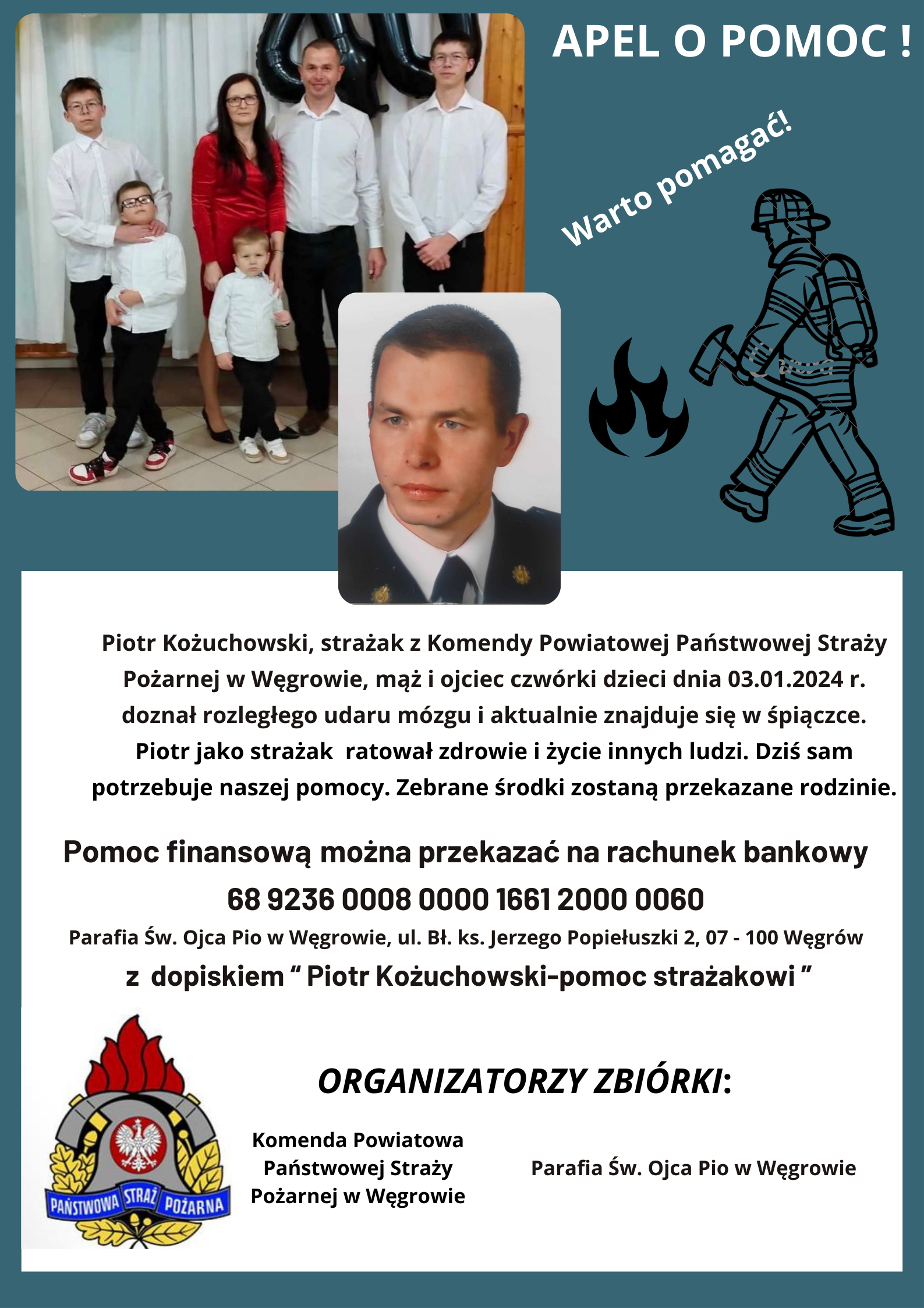 Potrzebna pomoc dla Strażaka z Komendy Powiatowej PSP w Węgrowie