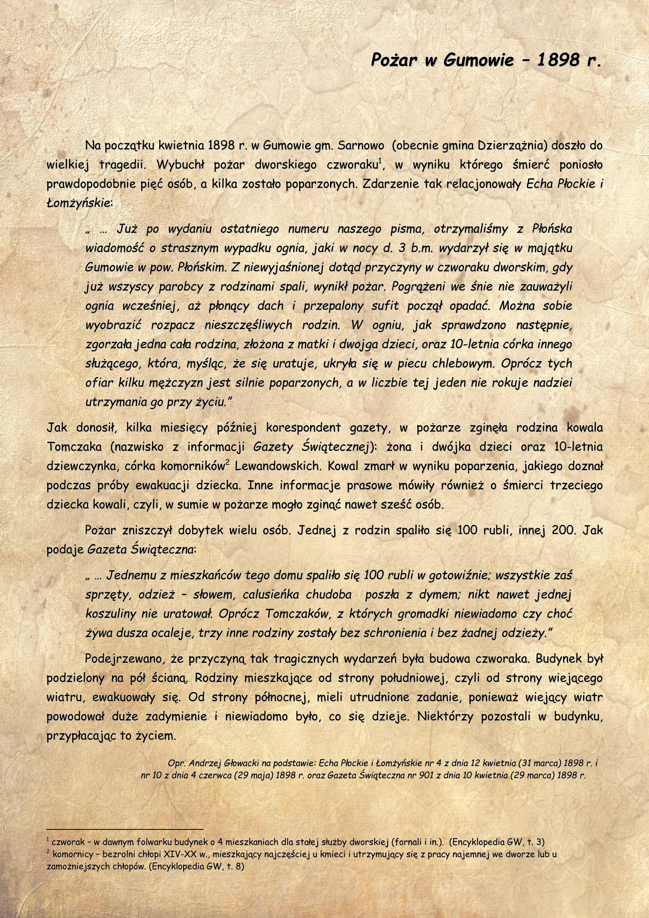 opis pożaru w Gumowie