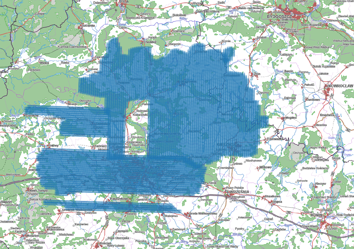 Ilustracja przedstawia zrzut ekranu z zasięgiem nowo przyjętych danych