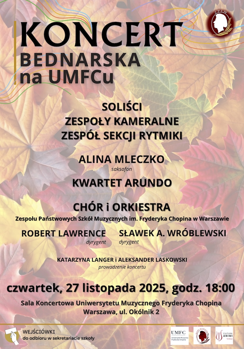 Afisz - 27.11.2025, godz. 18.00 - Koncert - "Bednarska na UMFCu"