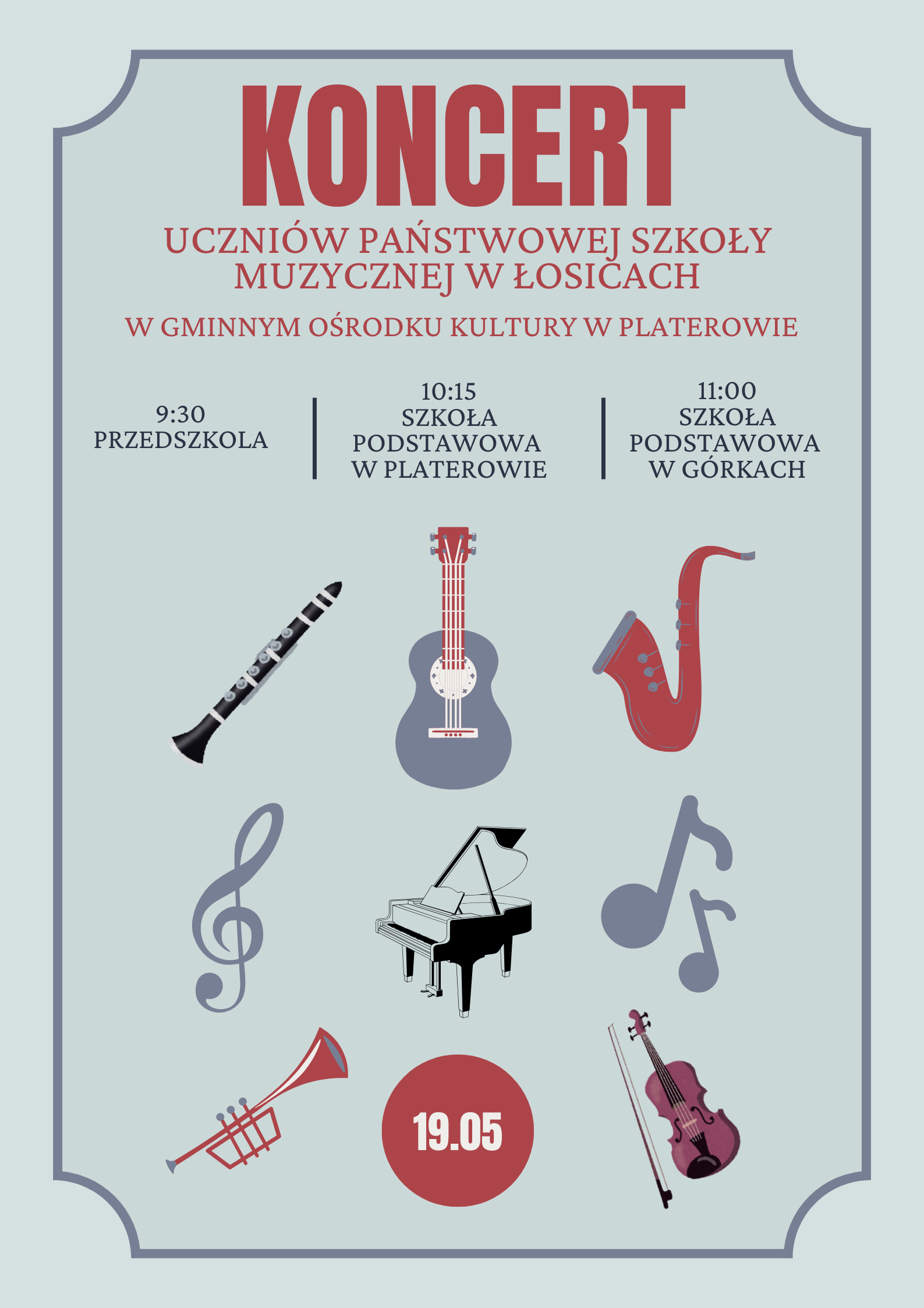 Plakat koncert w GOK w Platerowie