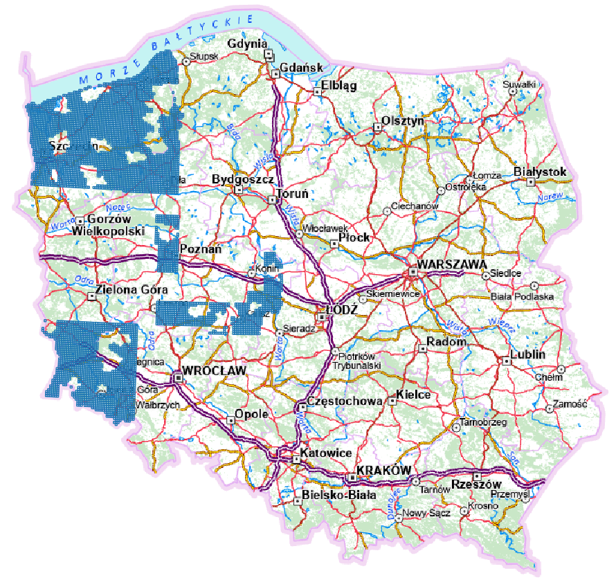 Ilustracja przedstawia zrzut ekranu z zasięgiem nowo przyjętych danych.