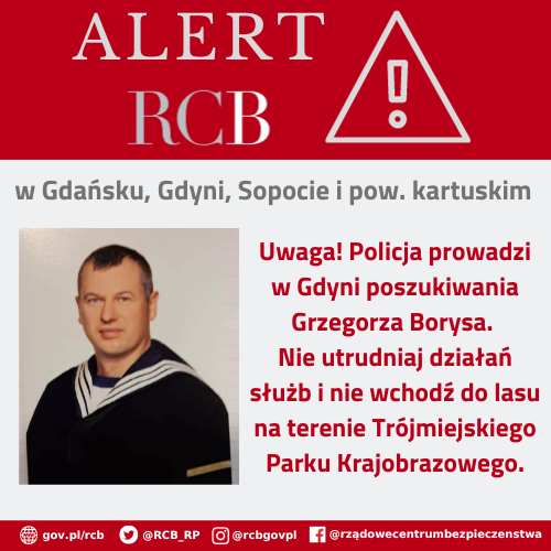 Alert RCB – 25 października. Poszukiwanie niebezpiecznego przestępcy.