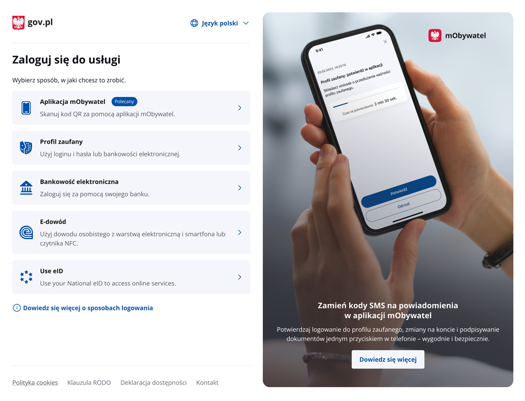 Logowanie do login.gov.pl – screen