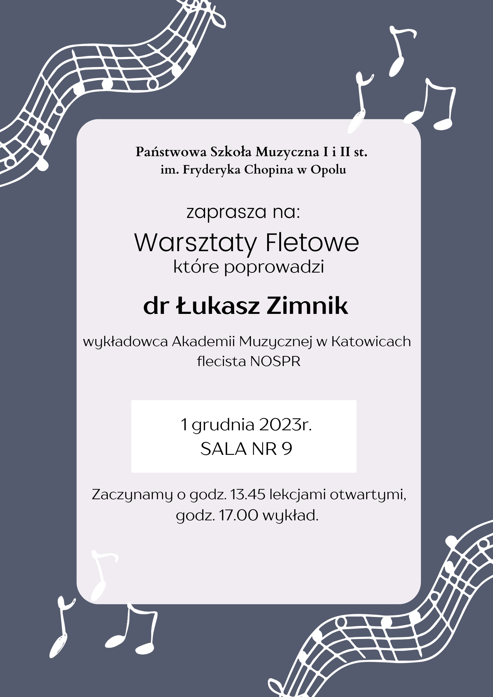 Warsztaty fletowe z Łukaszem Zimnikiem