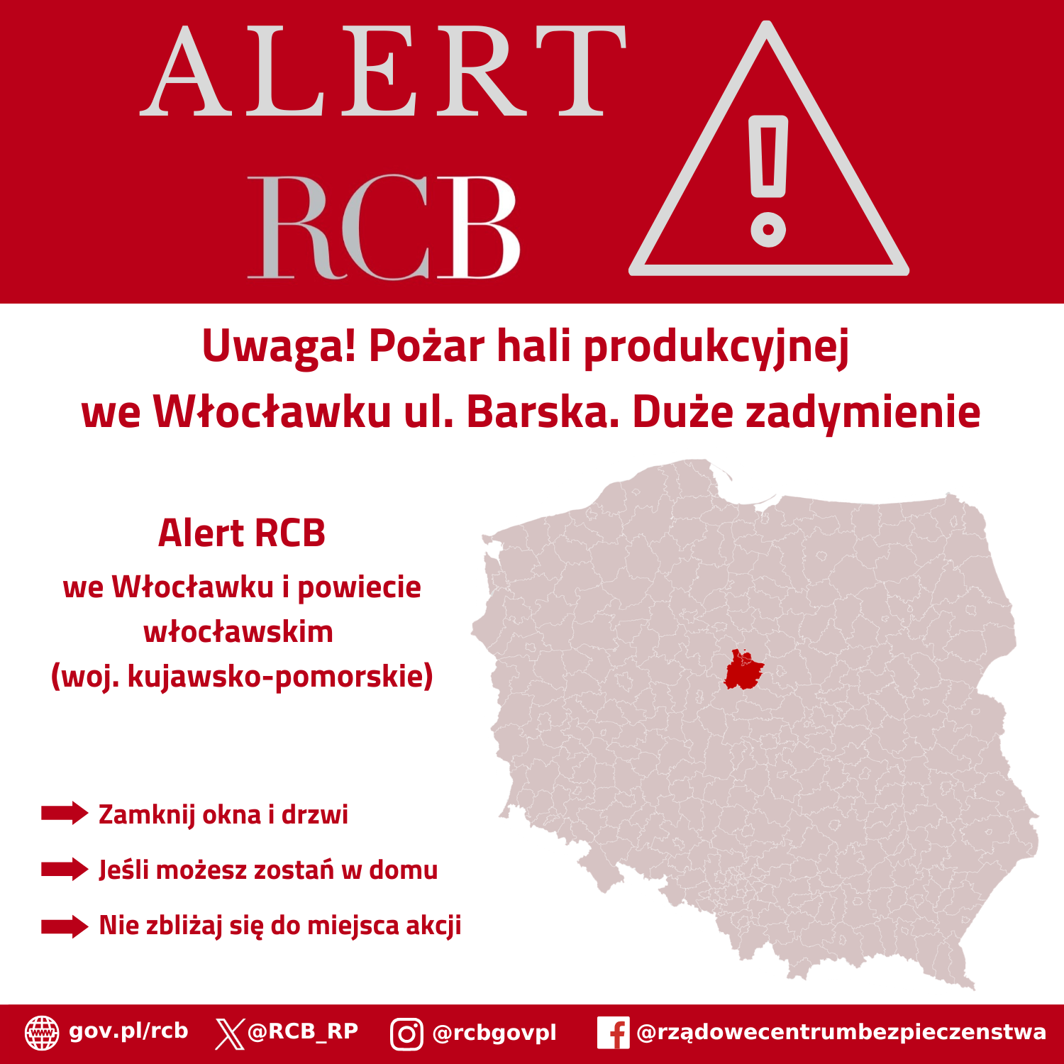 Alert RCB - pożar hali 22 czerwca