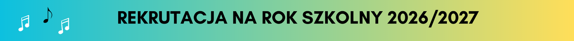 baner reklamowy informujący o rekrutacji na rok szkolny 2026/2027. Czarne litery. Tło w pastelowych barwach