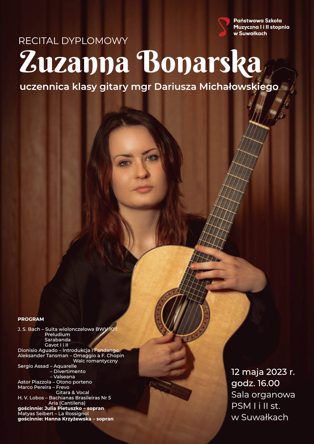 Plakat recitalu dyplomowego Zuzanny Bonarskiej