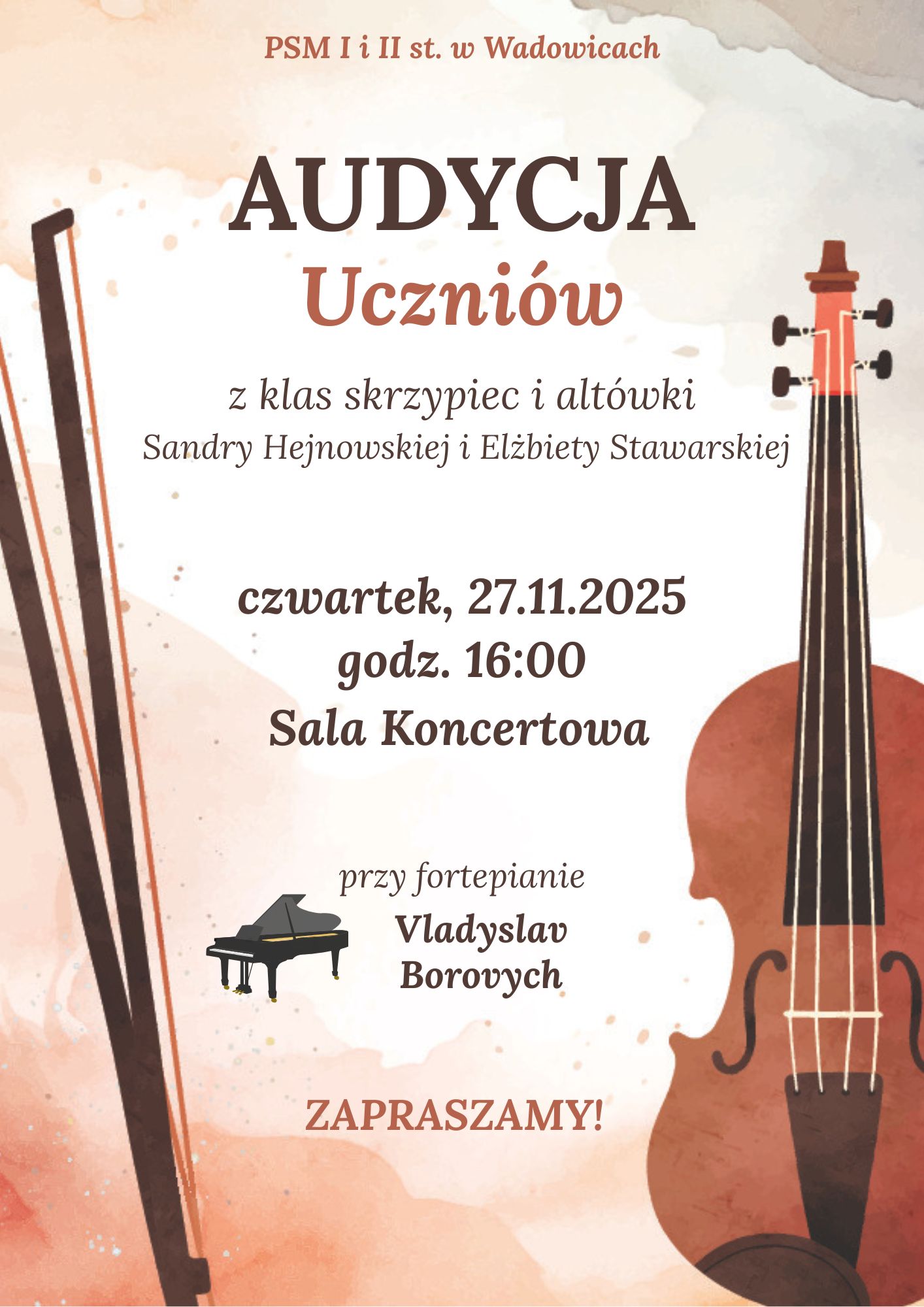 Audycja klasy skrzypiec i altówki 27.11.2025
