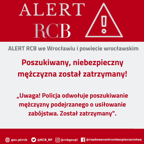 Alert RCB - 2 grudnia- przestępca zatrzymany 