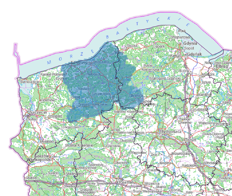 Ilustracja przedstawia zrzut ekranu z zasięgiem nowo przyjętych danych