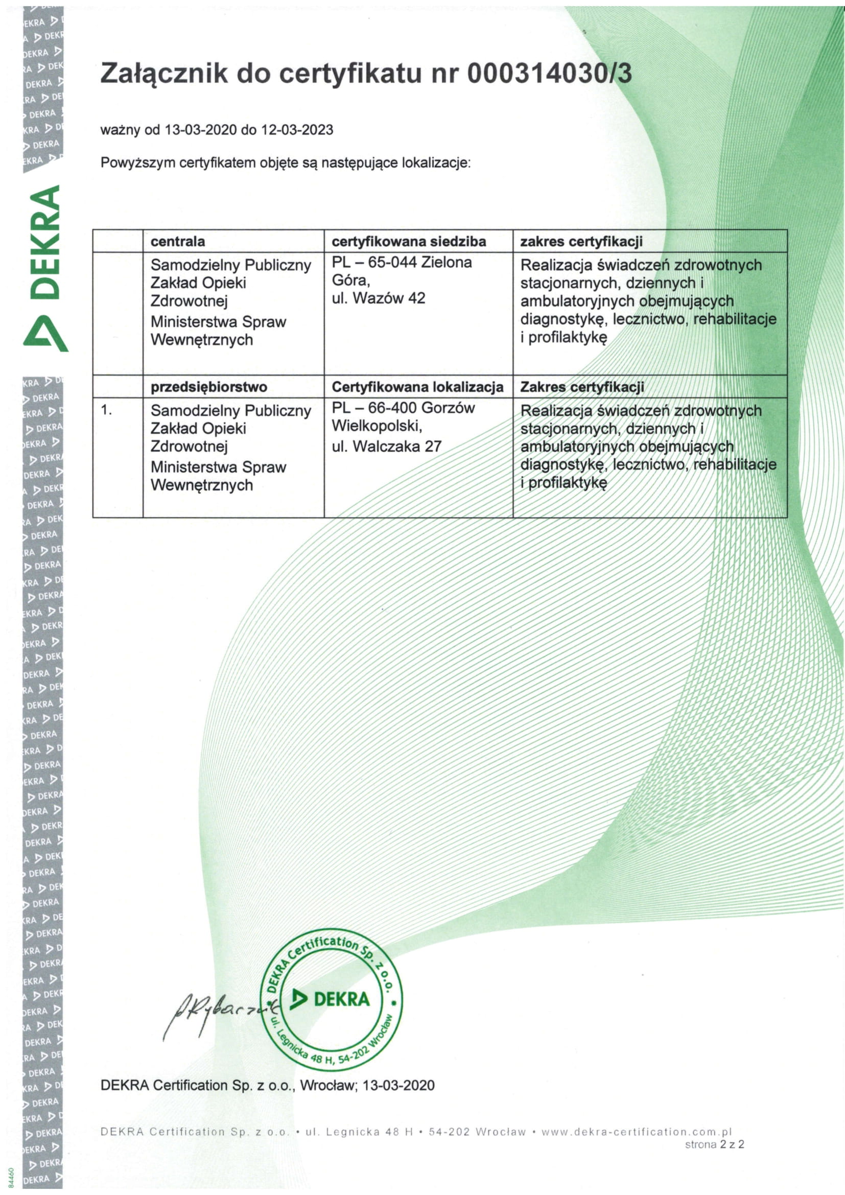 Certyfikat strona druga