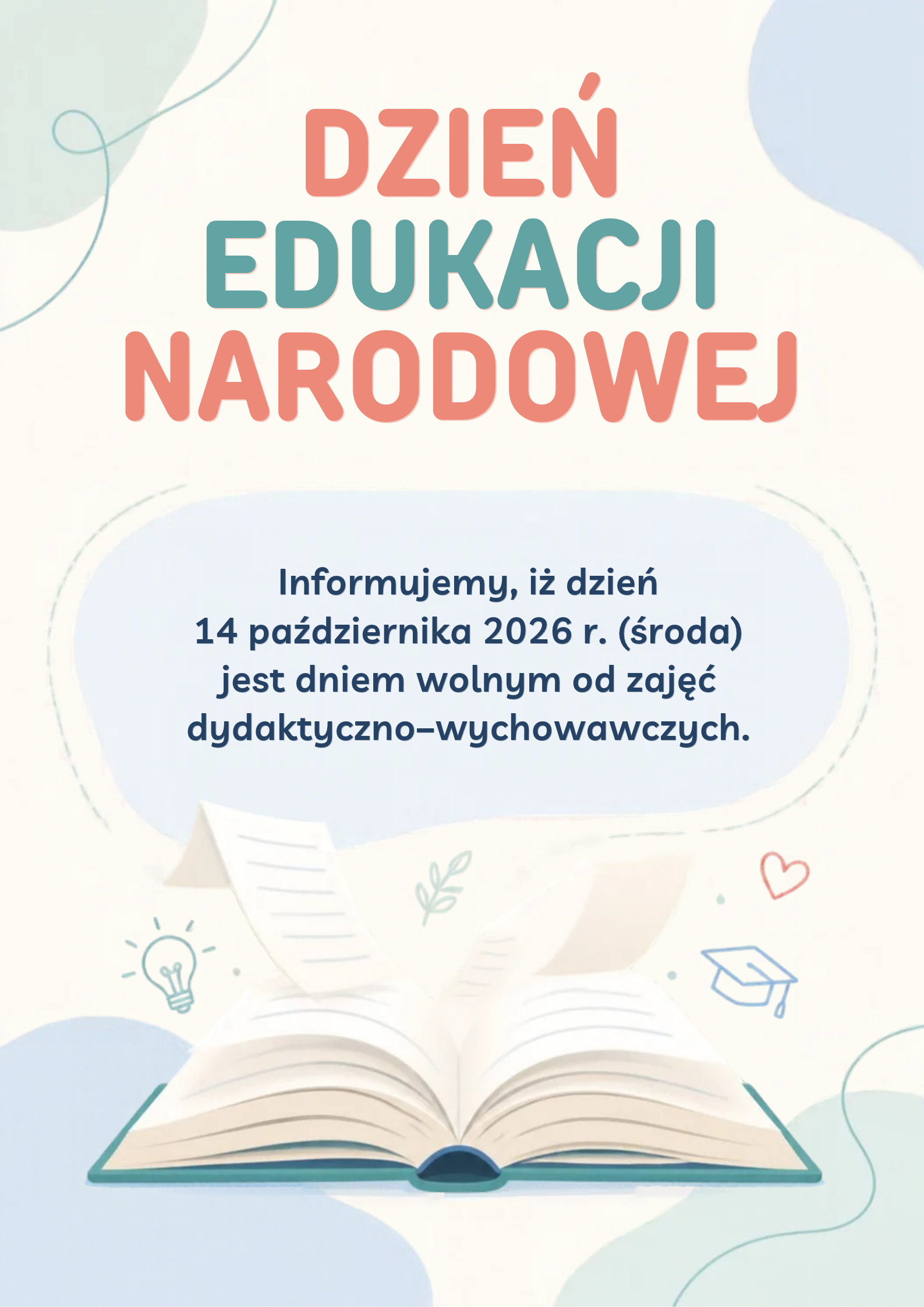 Plakat informujący o Dniu Edukacji Narodowej