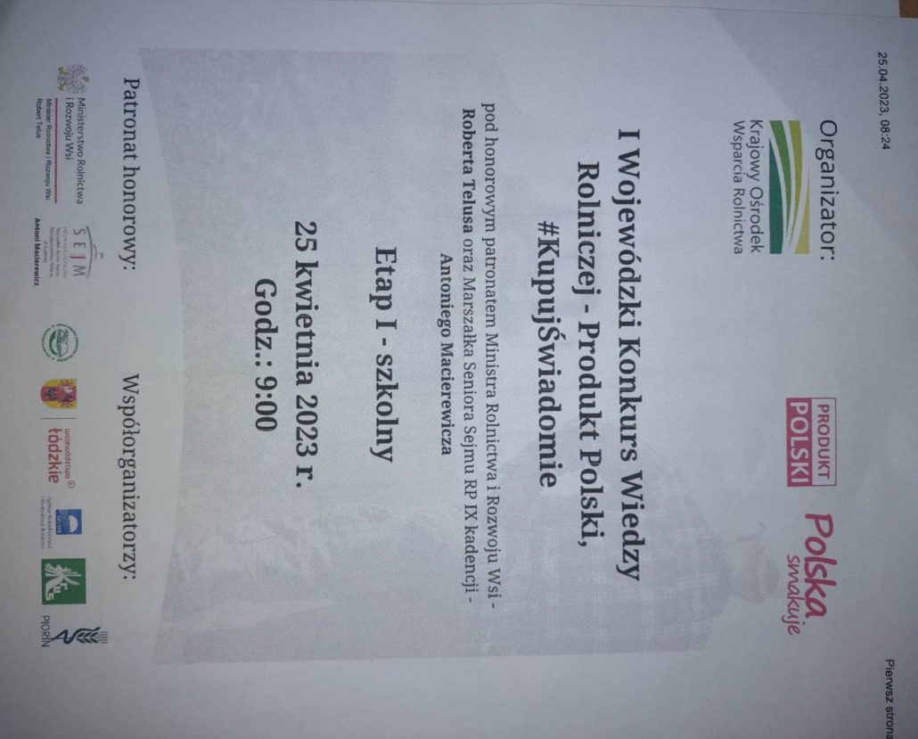 I Konkurs Wiedzy Rolniczej