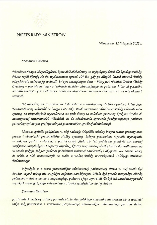 List Prezesa Rady Ministrów