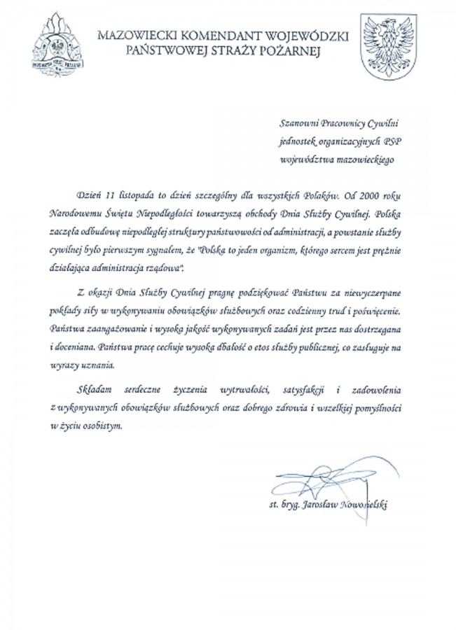 Życzenia z okazji Dnia Służby Cywilnej