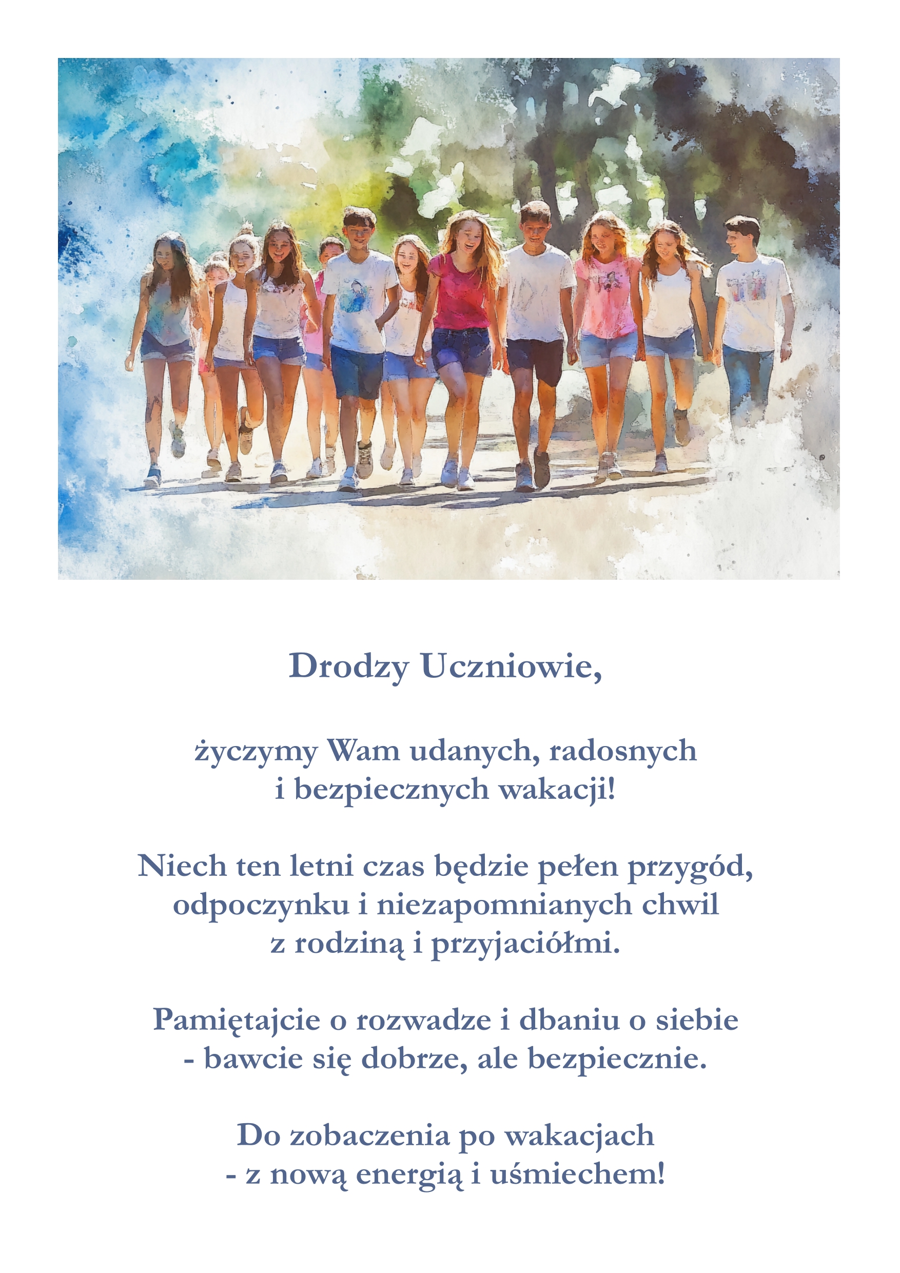 życzenia na wakacje