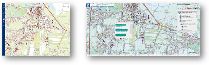 Ilustracja przedstawia zaktualizowany zbiór danych BDOT10k dla powiatu miasto Konin w Portalu BDOT10k oraz w usłudze Baza Danych Obiektów Topograficznych.