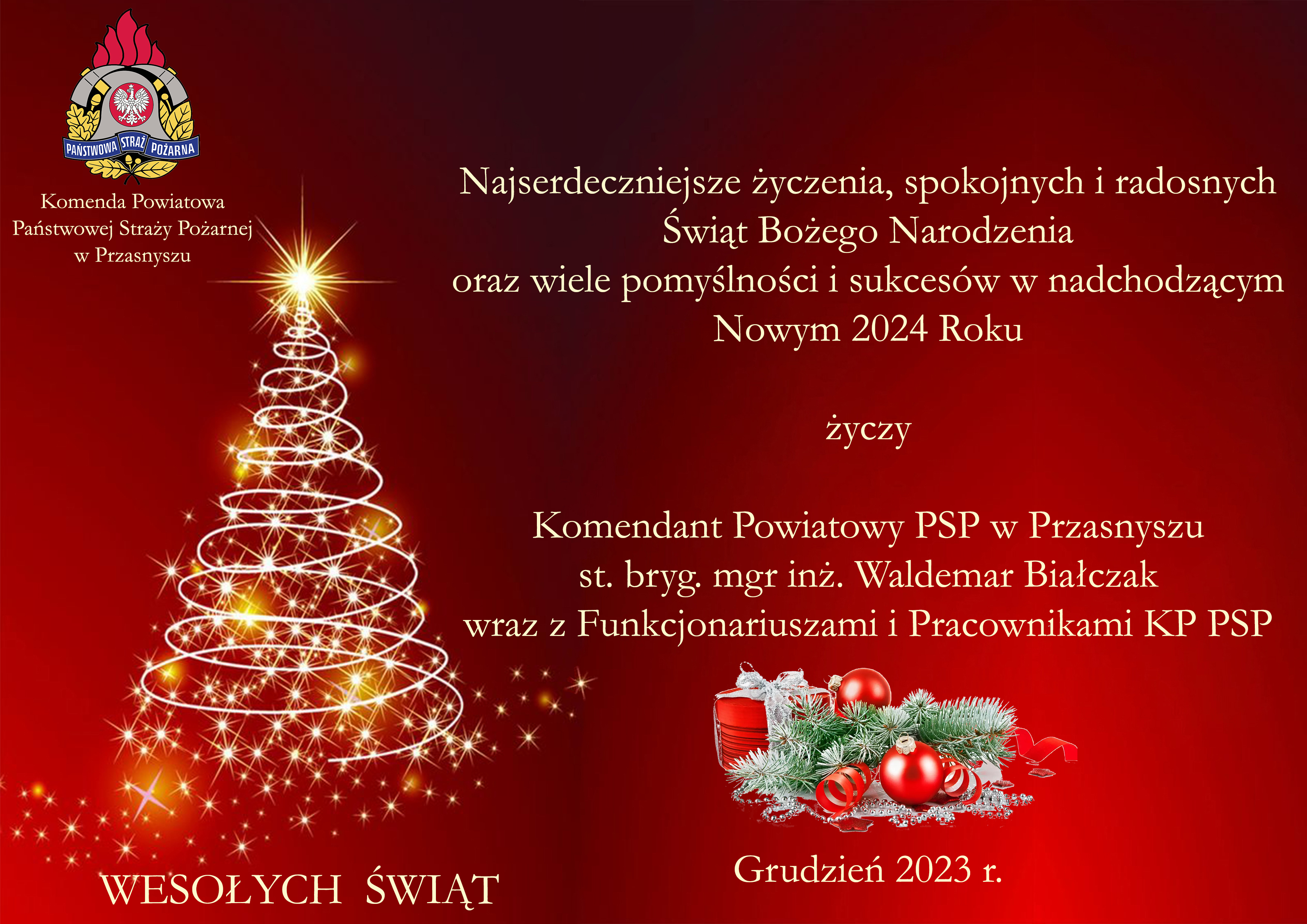 Życzenia Przasnyskich Strażaków