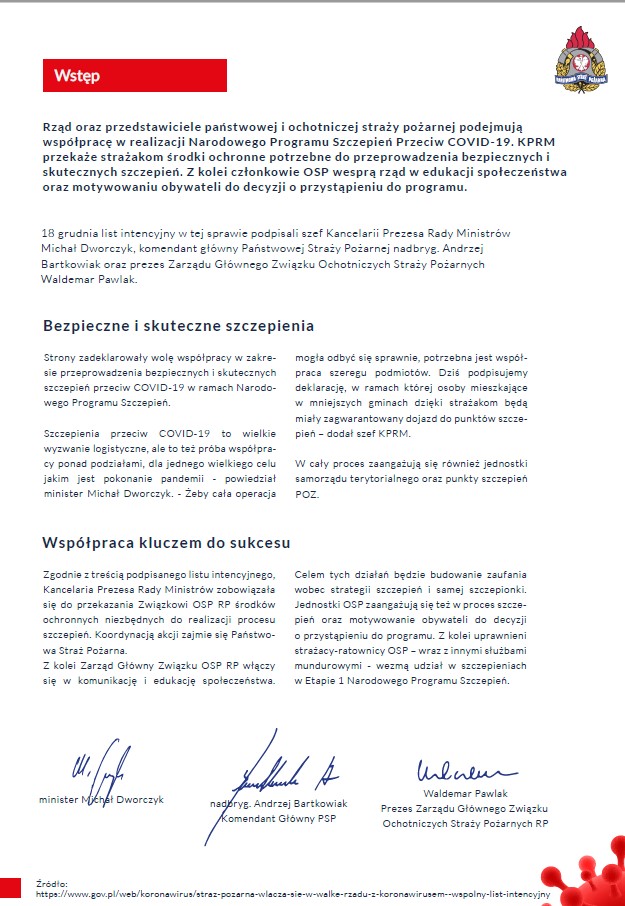 Plik pdf znajduje się poniżej w materiałach - Wytyczne dla PSP/OSP w zakresie transportu pacjen-tów do punktów szczepień jak i personelu medycznego do pacjentów