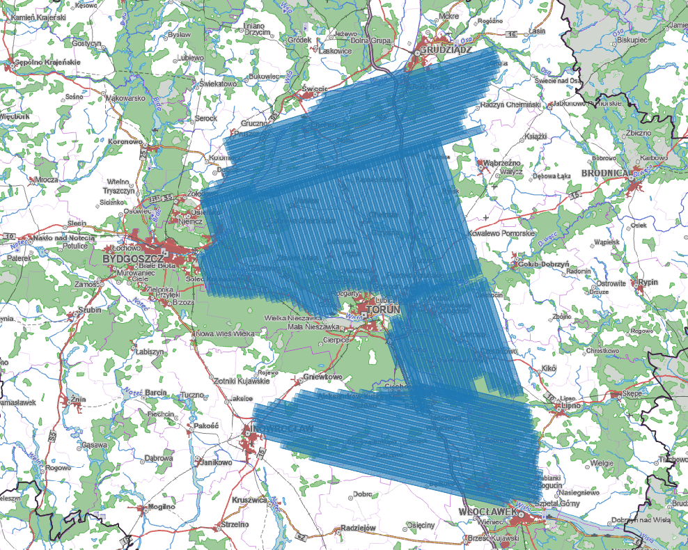 Ilustracja przedstawia zrzut ekranu z zasięgiem nowo przyjętych danych