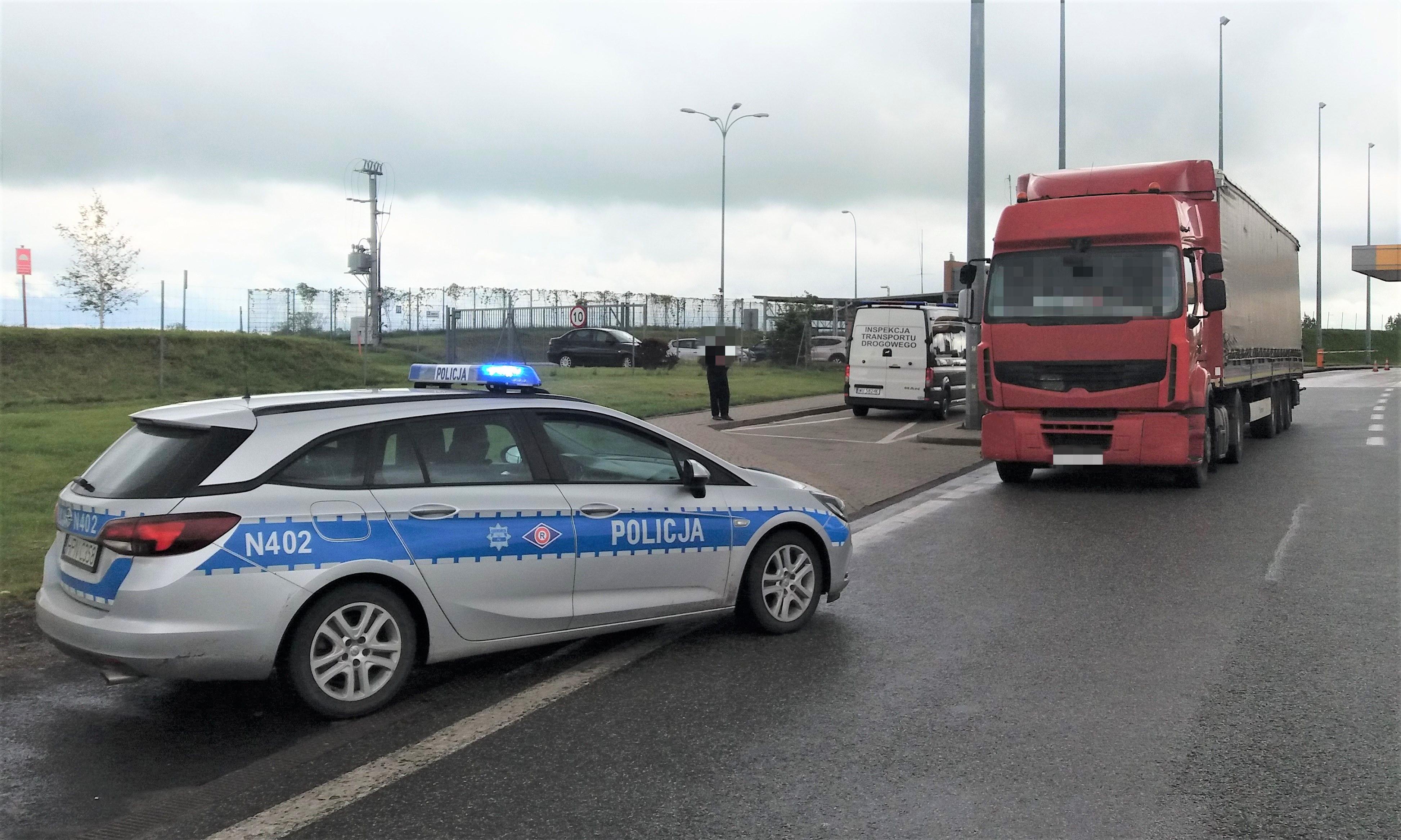 Kontrola ciężarówki zakończyła się interwencją Policji. 