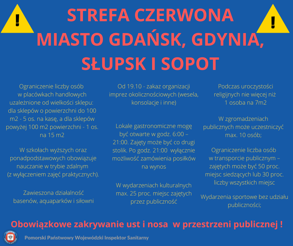 Obostrzenia w miastach Gdańsk, Gdynia, Słupsk i Sopot