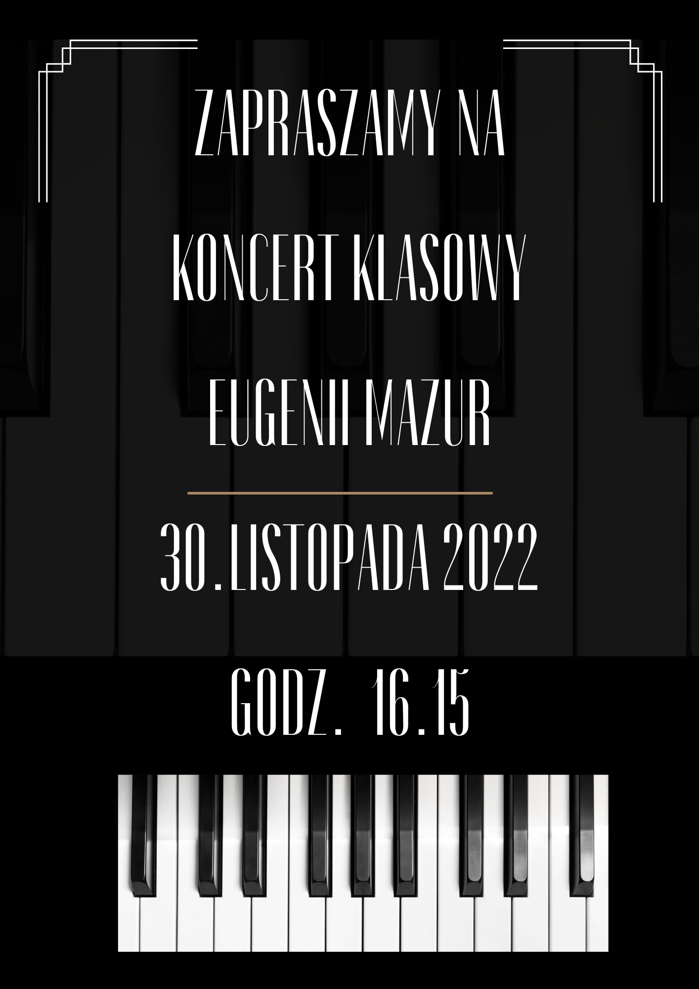Plkata koncertu klasy fortepianu Pani Eugenii Mazur