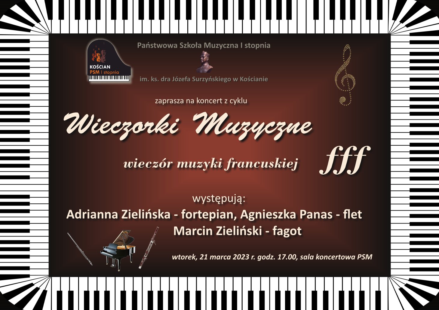 plakat koncertu Wieczorki muzyczne - Wieczór muzyki francuskiej